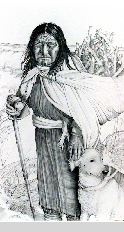 Old Cheyenne Woman with Dog
