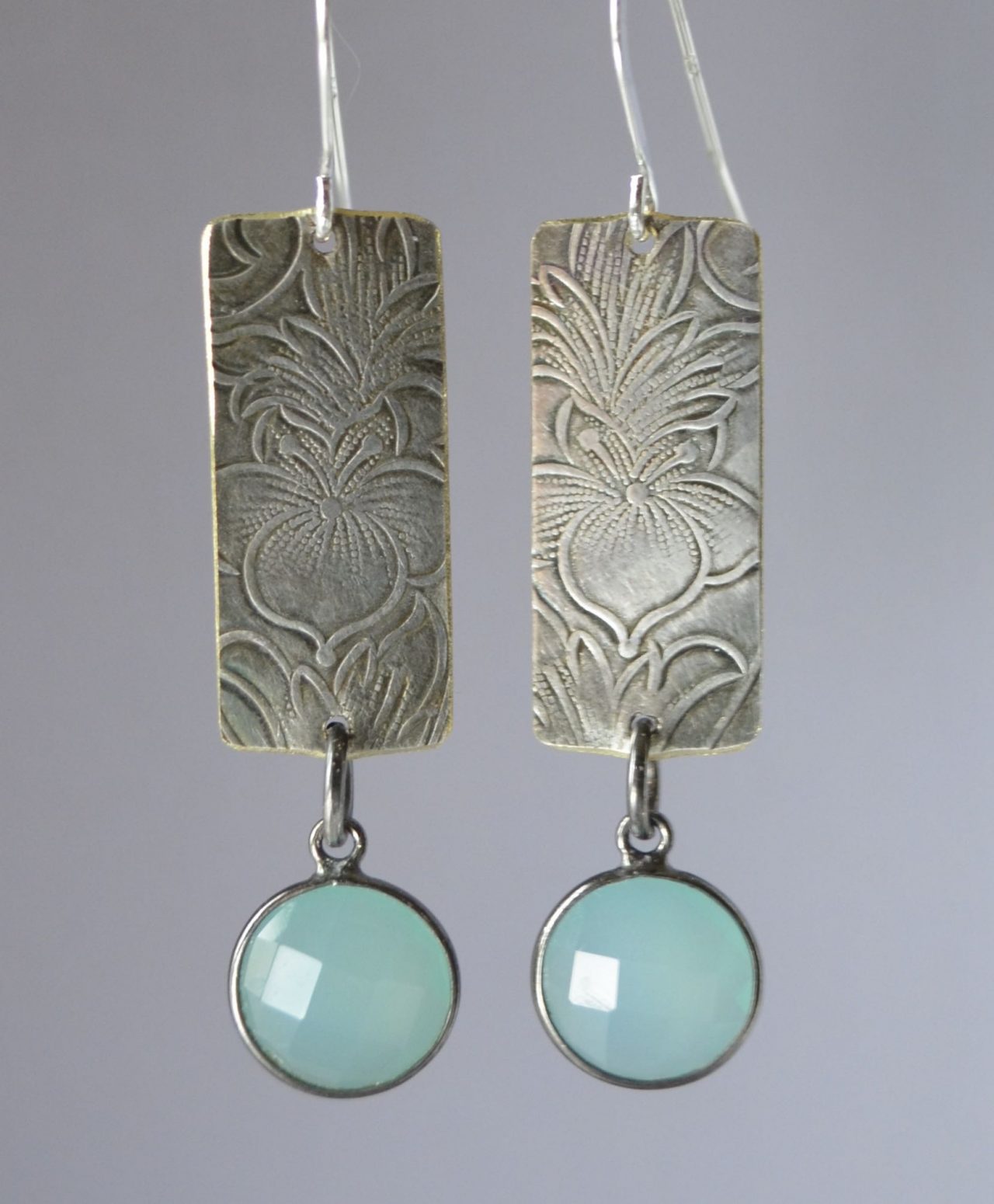 Orchid & Chalcedony Drop Earrings