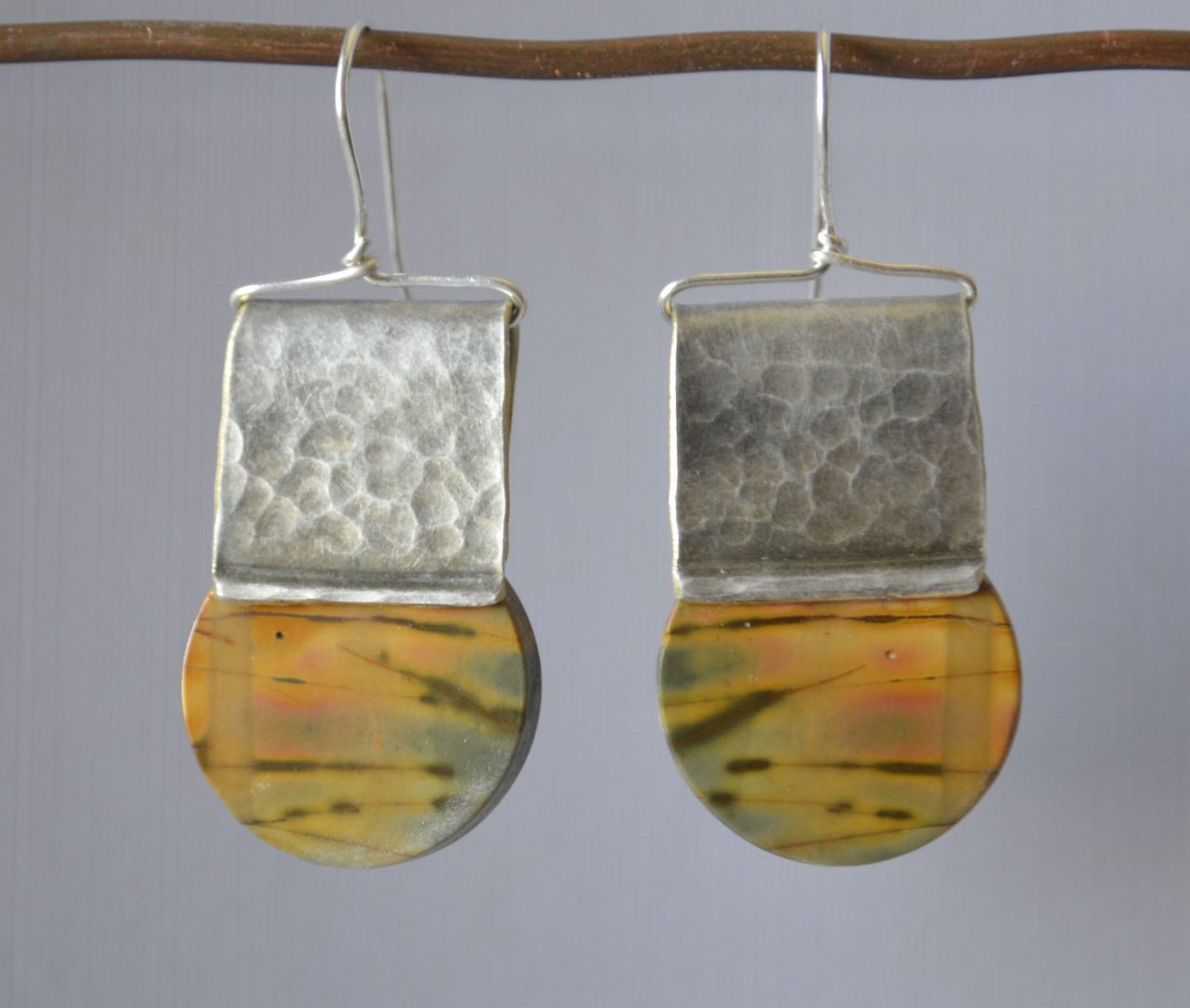 Yellow Red Creek Jasper Earrings